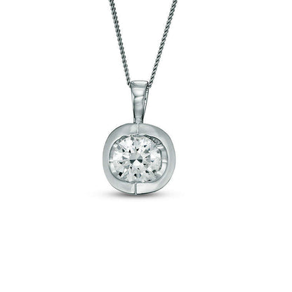 0.5 CT. Certified Canadian Natural Clarity Enhanced Solitaire Tension Pendant in 14K White Gold (I/I2) - 17