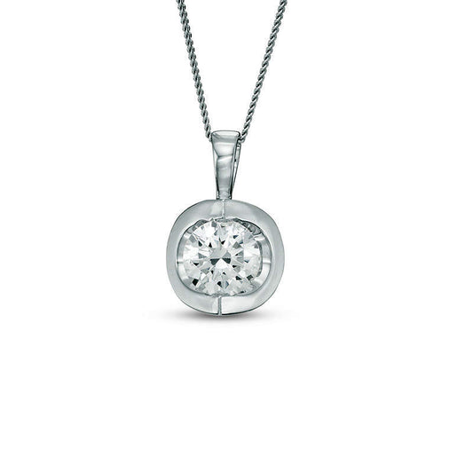 0.5 CT. Certified Canadian Natural Clarity Enhanced Solitaire Tension Pendant in 14K White Gold (I/I2) - 17