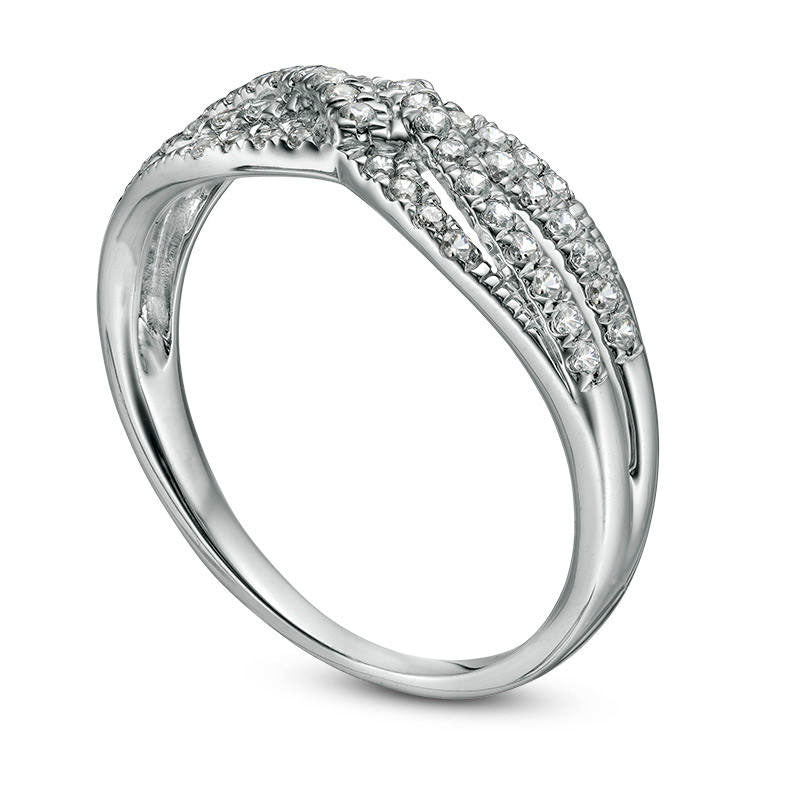 0.33 CT. T.W. Natural Diamond Crossover Anniversary Band in Solid 10K White Gold