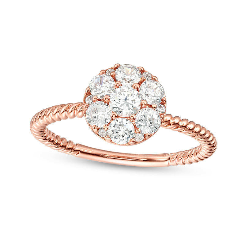 0.75 CT. T.W. Composite Natural Diamond Twist Rope Shank Engagement Ring in Solid 14K Rose Gold