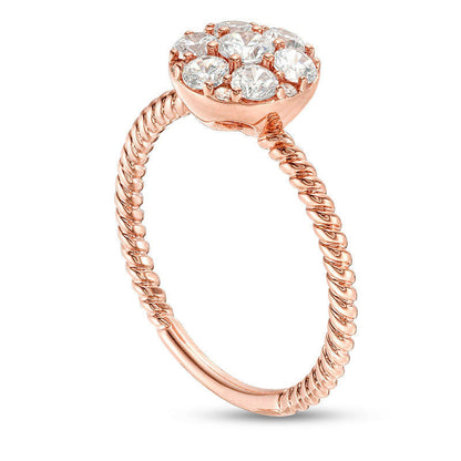 0.75 CT. T.W. Composite Natural Diamond Twist Rope Shank Engagement Ring in Solid 14K Rose Gold