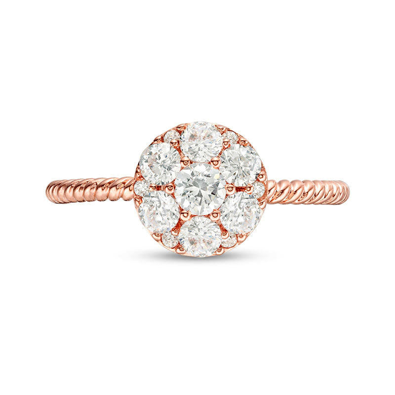 0.75 CT. T.W. Composite Natural Diamond Twist Rope Shank Engagement Ring in Solid 14K Rose Gold