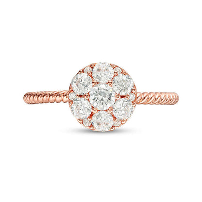 0.75 CT. T.W. Composite Natural Diamond Twist Rope Shank Engagement Ring in Solid 14K Rose Gold