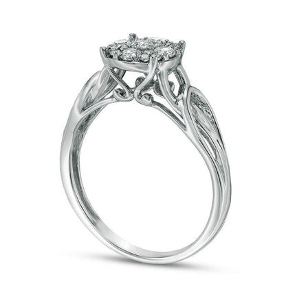 0.33 CT. T.W. Composite Natural Diamond Loop Shank Engagement Ring in Solid 10K White Gold