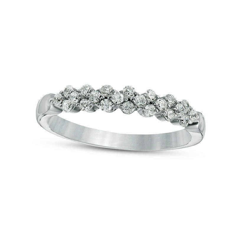 0.33 CT. T.W. Natural Diamond Alternating Stackable Band in Solid 10K White Gold