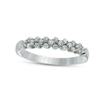 0.33 CT. T.W. Natural Diamond Alternating Stackable Band in Solid 10K White Gold