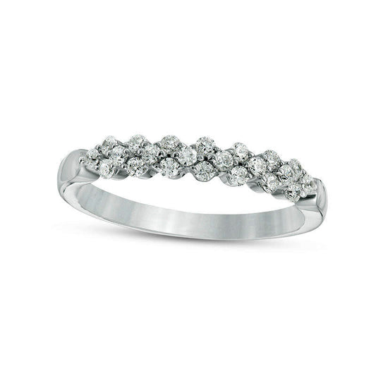 0.33 CT. T.W. Natural Diamond Alternating Stackable Band in Solid 10K White Gold