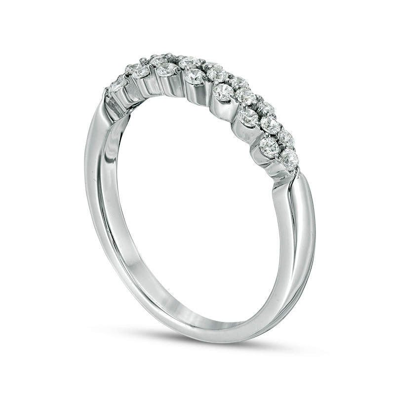 0.33 CT. T.W. Natural Diamond Alternating Stackable Band in Solid 10K White Gold