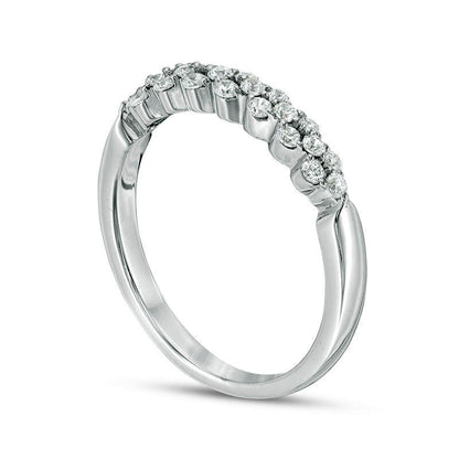 0.33 CT. T.W. Natural Diamond Alternating Stackable Band in Solid 10K White Gold