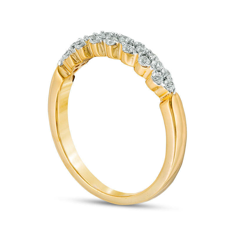 0.33 CT. T.W. Natural Diamond Alternating Stackable Band in Solid 10K Yellow Gold