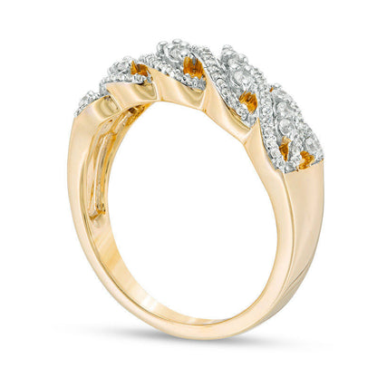 0.33 CT. T.W. Natural Diamond Wave Band in Solid 10K Yellow Gold