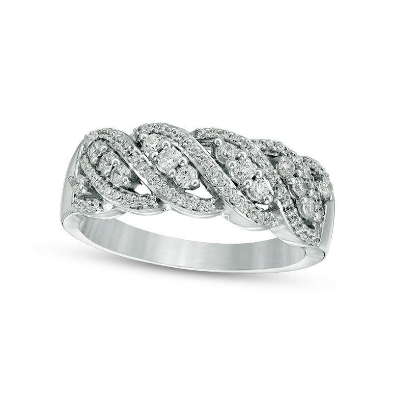 0.33 CT. T.W. Natural Diamond Wave Band in Solid 10K White Gold