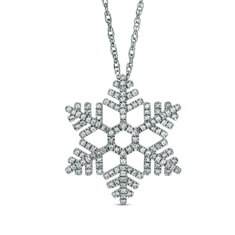 0.33 CT. T.W. Natural Diamond Snowflake Pendant in 10K White Gold