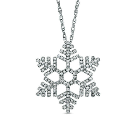 0.33 CT. T.W. Natural Diamond Snowflake Pendant in 10K White Gold