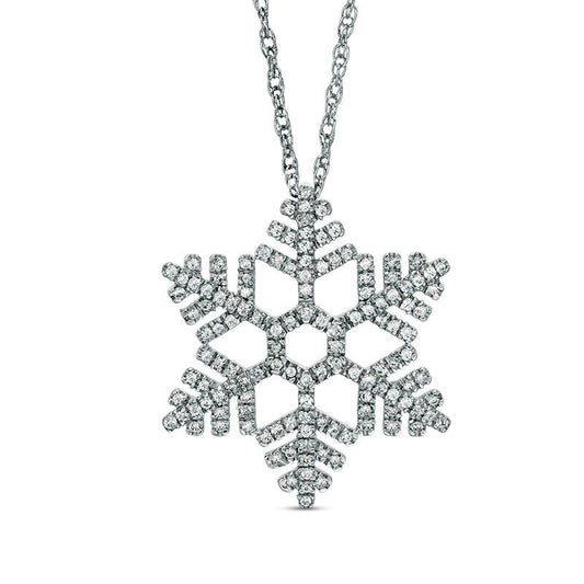 0.33 CT. T.W. Natural Diamond Snowflake Pendant in 10K White Gold