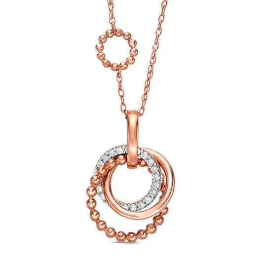 0.33 CT. T.W. Natural Diamond Interlocking Circles Pendant in 10K Rose Gold
