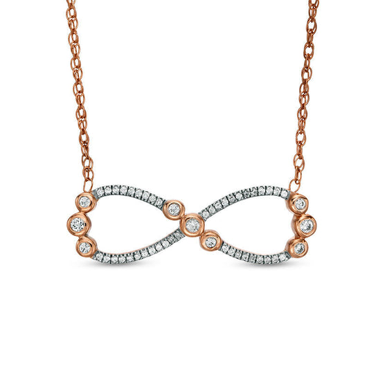 0.17 CT. T.W. Natural Diamond Infinity Necklace in 10K Rose Gold