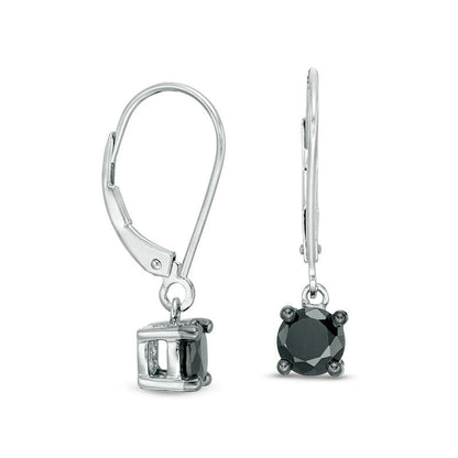 1.25 CT. T.W. Enhanced Black Diamond Solitaire Drop Earrings in 10K White Gold