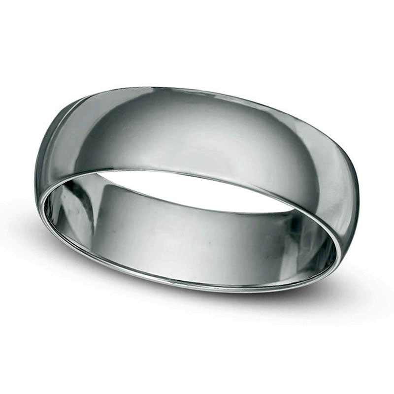 Men's 6.0mm Polished Wedding Band in Solid 10K White Gold