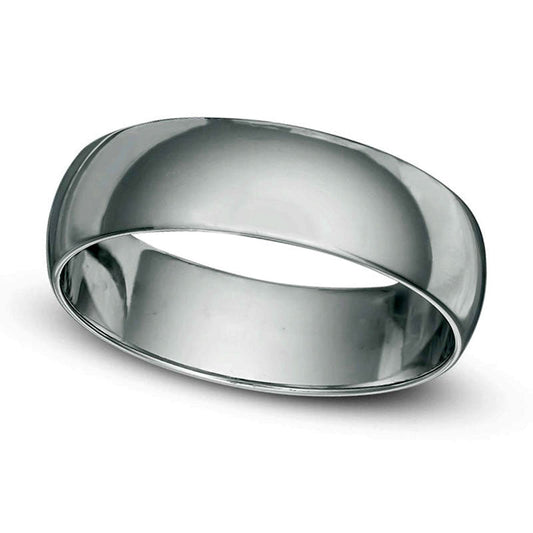 Men's 6.0mm Polished Wedding Band in Solid 10K White Gold