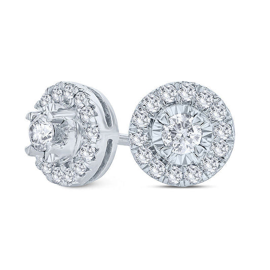 0.33 CT. T.W. Diamond Frame Stud Earrings in 10K White Gold