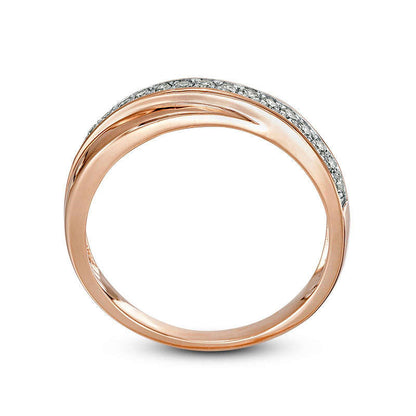 0.20 CT. T.W. Natural Diamond Crossover Anniversary Band in Solid 10K Rose Gold