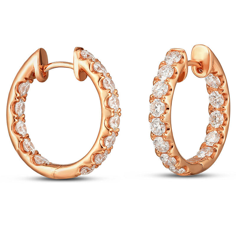 2 CT. T.W. Diamond Inside-Out Hoop Earrings in 14K Rose Gold