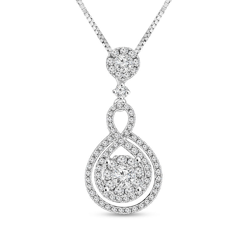 0.63 CT. T.W. Natural Diamond Frame Twist Pendant in 14K White Gold