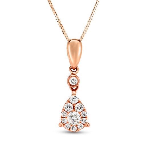0.25 CT. T.W. Natural Diamond Pear-Shaped Frame Pendant in 10K Rose Gold