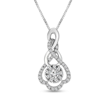 0.5 CT. T.W. Natural Diamond Frame Scallop-Shaped Twist Pendant in 10K White Gold
