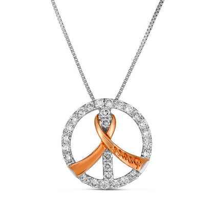 0.38 CT. T.W. Natural Diamond Peace" Ribbon Circle Pendant in 10K Two-Tone Gold"