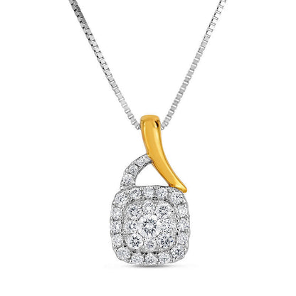 0.25 CT. T.W. Natural Diamond Double Cushion Frame Pendant in 10K Two-Tone Gold