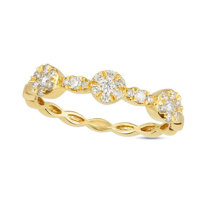 0.25 CT. T.W. Natural Diamond Alternating Marquise and Circle Stackable Band in Solid 10K Yellow Gold