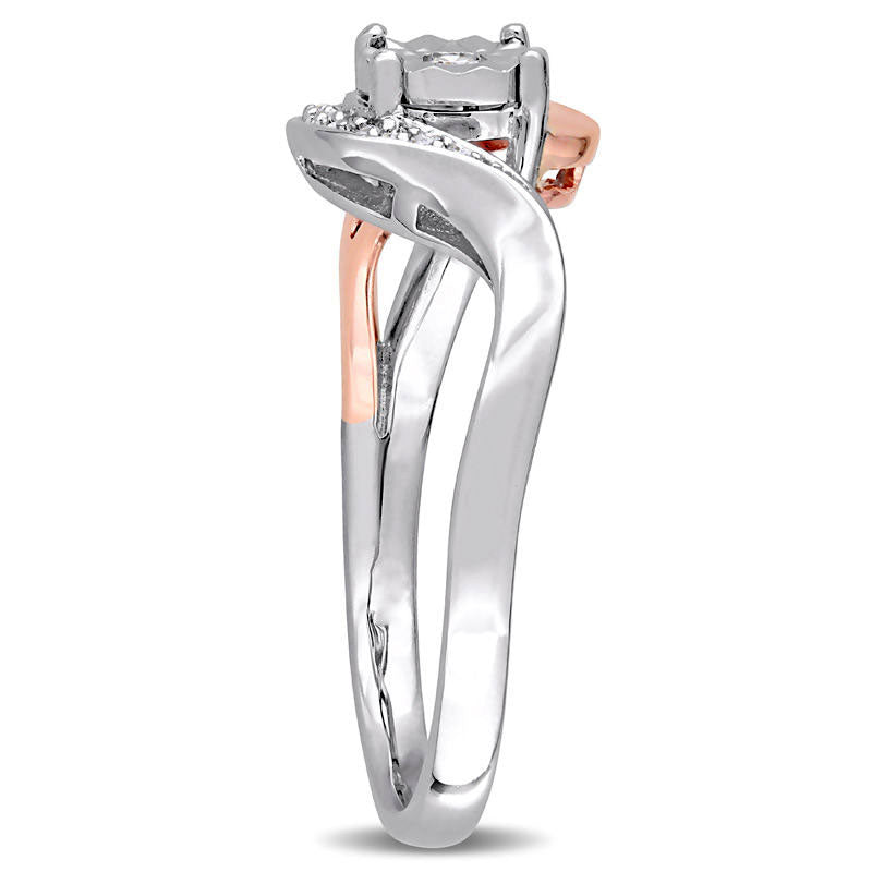 0.10 CT. T.W. Natural Diamond Bypass Promise Ring in Solid 10K Two-Tone Gold