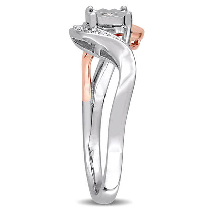 0.10 CT. T.W. Natural Diamond Bypass Promise Ring in Solid 10K Two-Tone Gold