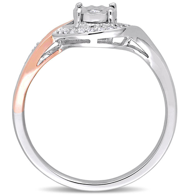 0.10 CT. T.W. Natural Diamond Bypass Promise Ring in Solid 10K Two-Tone Gold