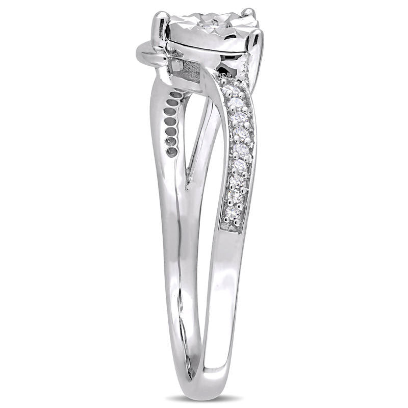 0.10 CT. T.W. Natural Diamond Heart Bypass Promise Ring in Solid 10K Two-Tone Gold