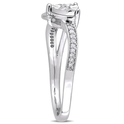 0.10 CT. T.W. Natural Diamond Heart Bypass Promise Ring in Solid 10K Two-Tone Gold