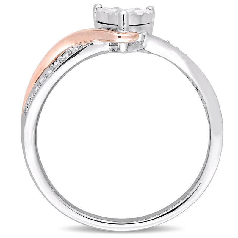 0.10 CT. T.W. Natural Diamond Heart Bypass Promise Ring in Solid 10K Two-Tone Gold