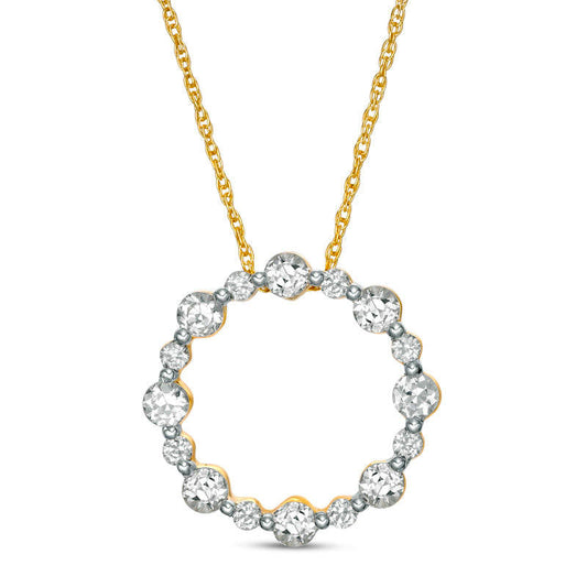 Lab-Created White Sapphire Open Circle Pendant in 10K Yellow Gold