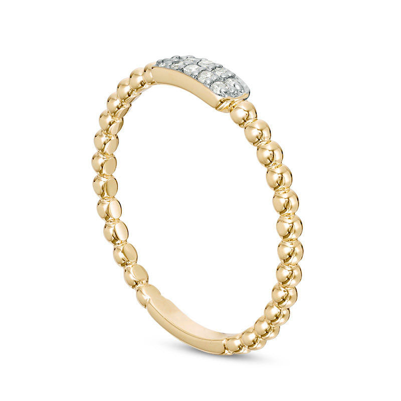 0.07 CT. T.W. Composite Natural Diamond Rectangle Beaded Stackable Band in Solid 10K Yellow Gold