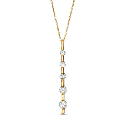 0.5 CT. T.W. Natural Diamond Five Stone Linear Pendant in 10K Yellow Gold