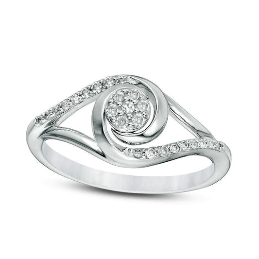 0.17 CT. T.W. Composite Natural Diamond Swirl Split Shank Promise Ring in Solid 10K White Gold