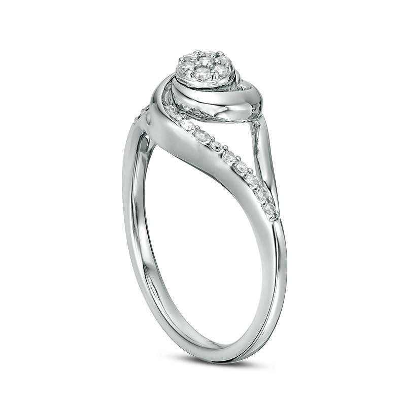 0.17 CT. T.W. Composite Natural Diamond Swirl Split Shank Promise Ring in Solid 10K White Gold