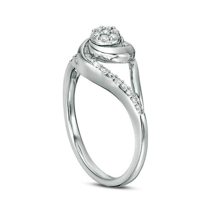 0.17 CT. T.W. Composite Natural Diamond Swirl Split Shank Promise Ring in Solid 10K White Gold