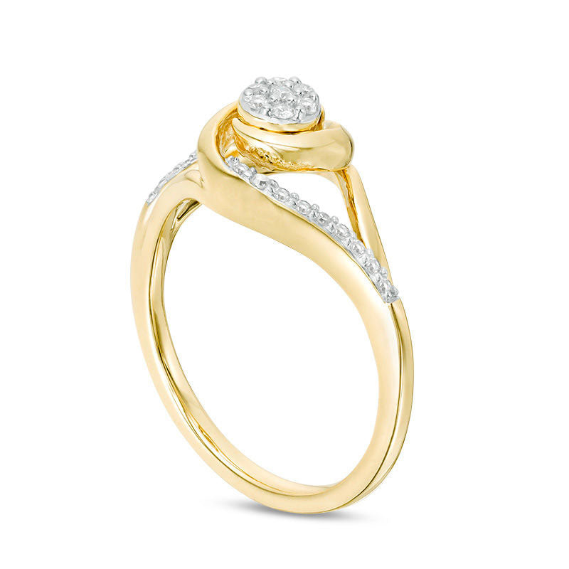 0.17 CT. T.W. Composite Natural Diamond Swirl Split Shank Promise Ring in Solid 10K Yellow Gold