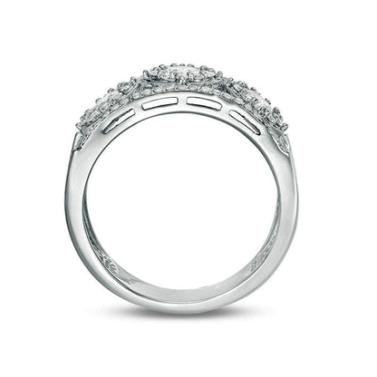 1.0 CT. T.W. Natural Diamond Tilted Cushion Frame Antique Vintage-Style Band in Solid 10K White Gold