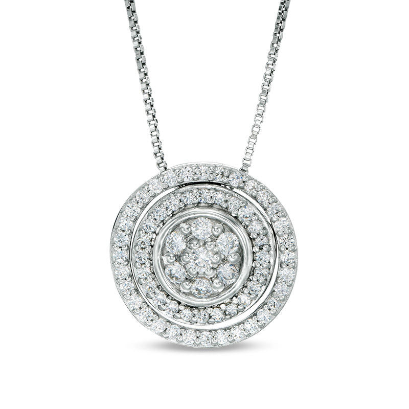 Convertibilities 0.5 CT. T.W. Composite Natural Diamond Circle Three-in-One Pendant in 10K White Gold