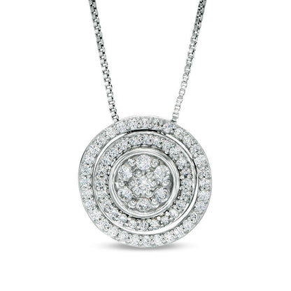 Convertibilities 0.5 CT. T.W. Composite Natural Diamond Circle Three-in-One Pendant in 10K White Gold