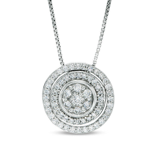 Convertibilities 0.5 CT. T.W. Composite Natural Diamond Circle Three-in-One Pendant in 10K White Gold